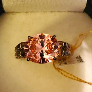 Pink ice CZ size 7 silver ring